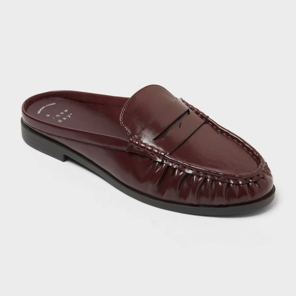 Women's Annalea Loafer Mule Flats - A New Day Burgundy 8.5